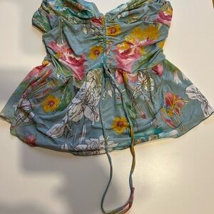 Blumarine Floral Top with Pink and Yellow Accents